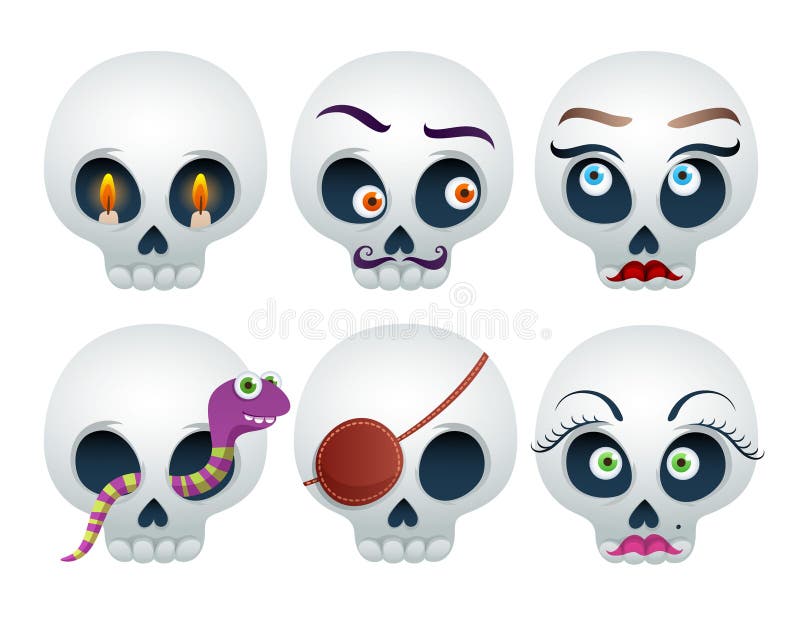 Grappige schedels geplaatst Halloween vectorillustratie vector illustratie Grappige schedels geplaatst Halloween vectorillustratie vector illustratie