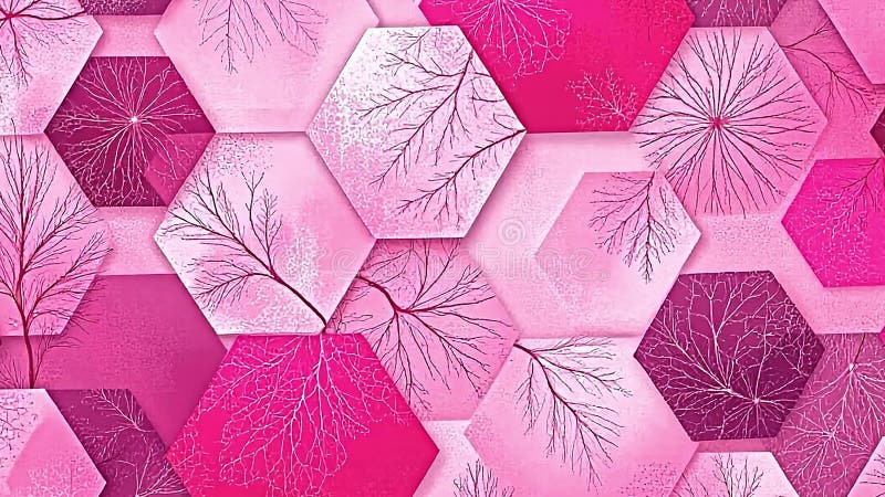 Gras abstrait rose motifs géométriques hexagones remplis de ligne complexe travail immersif fond texturé Génération AI illustration libre de droits