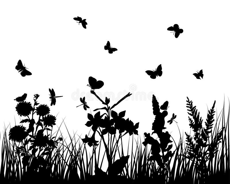 Gras en bloemen royalty-vrije illustratie Gras en bloemen royalty-vrije illustratie