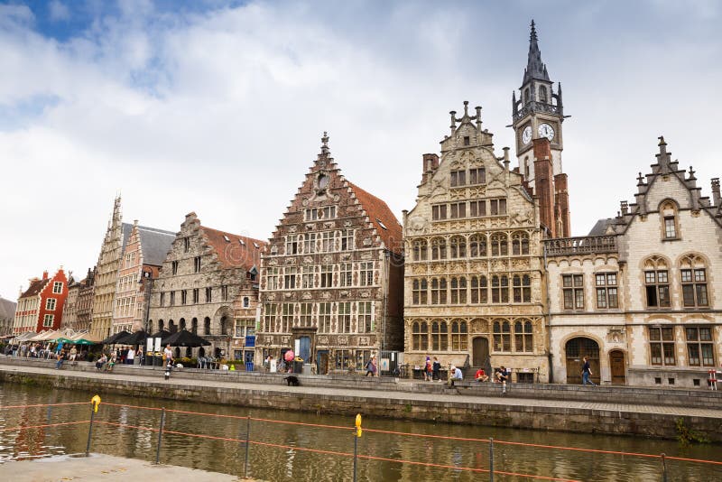 Graslei street in Ghent editorial stock image. Image of glass - 125814969