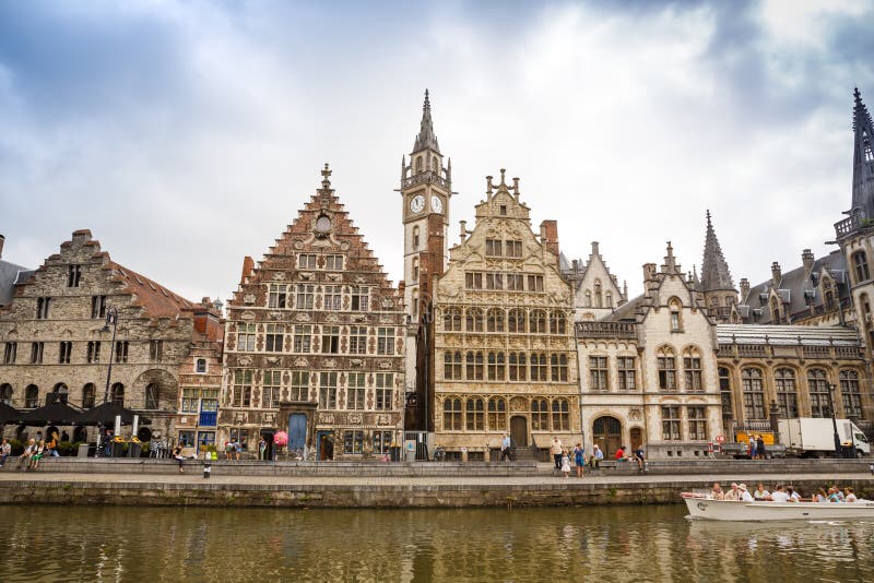 Graslei street in Ghent editorial stock image. Image of heritage ...