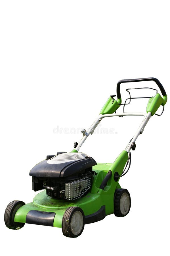 Grasmaaimachine op wit stock afbeelding Grasmaaimachine op wit stock afbeelding