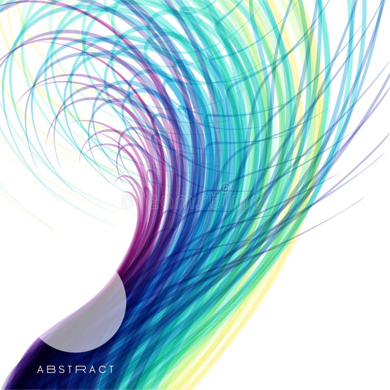 Grass. Curved Lines with Perspective Effect. Optical Fiber. 3d Abstract