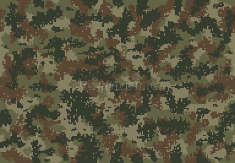 Grass Ground Pixel Military Camouflage Pattern Stock Vector