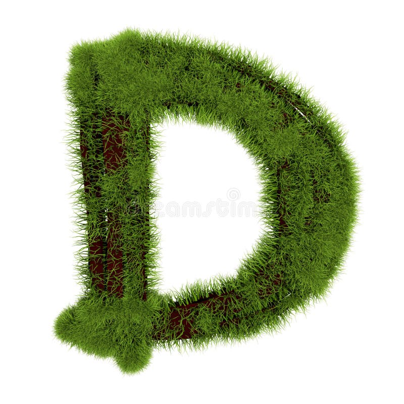 Grass Letter D Isolated on White Background. Symbol Covered Green Grass ...