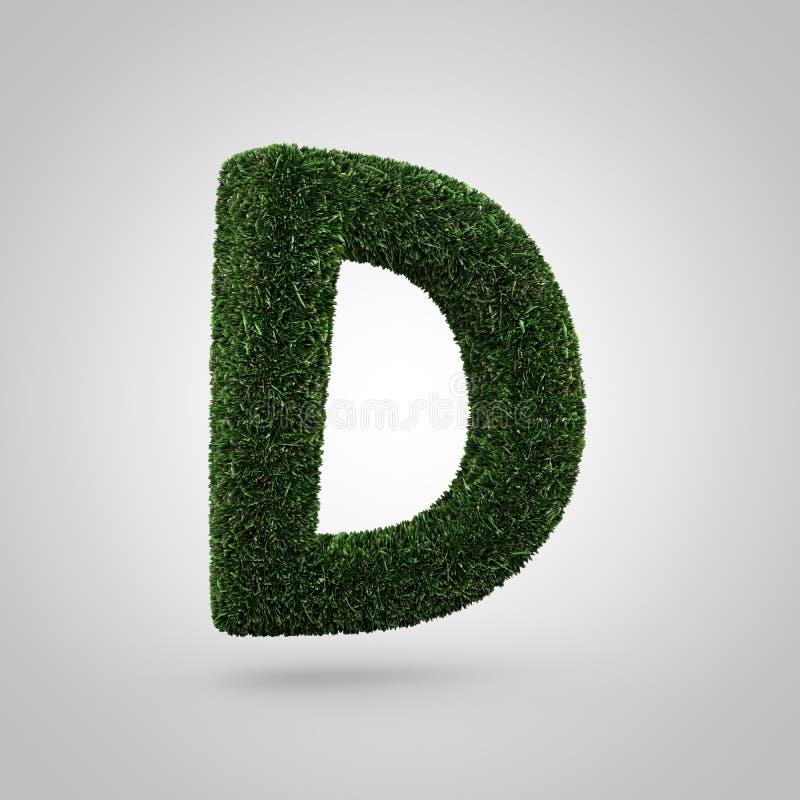 Grass Letter D Uppercase Isolated on White Background Stock ...