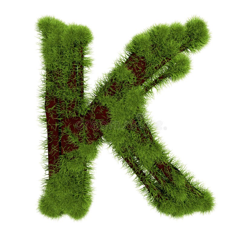 Grass Letter K Isolated on White Background. Symbol Covered Green Grass ...