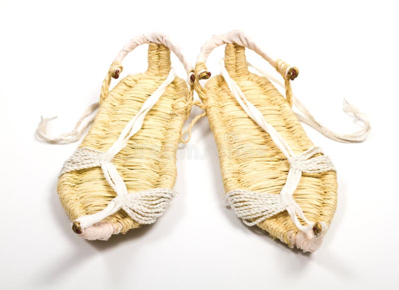 Grass Shoes on White Background Stock Image Image of rope