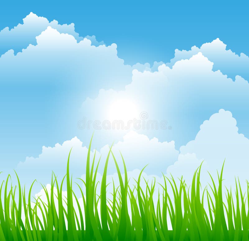 Grass and Sky Background stock vector. Illustration of blue 41289316