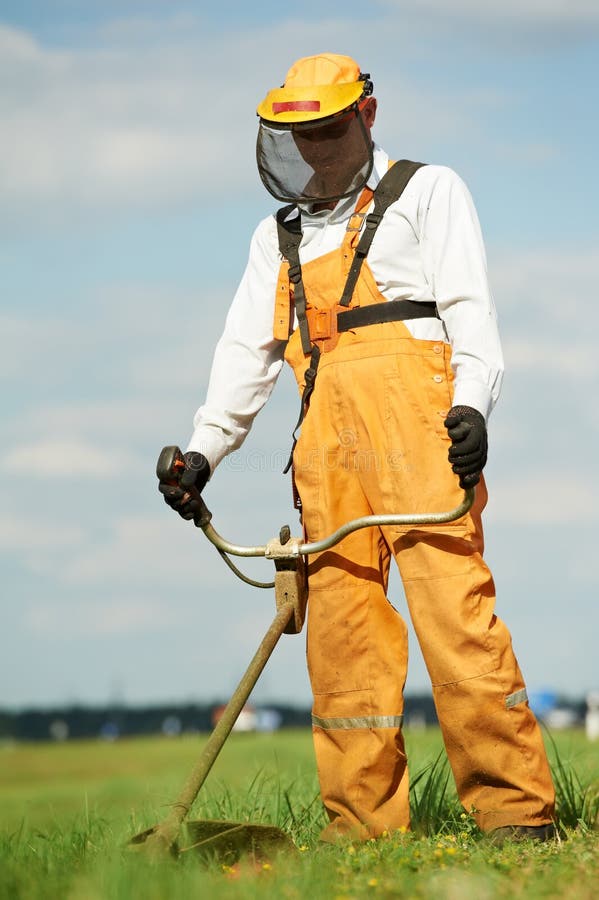 Grass trimmer works stock photo. Image of grass, clipping 20957432