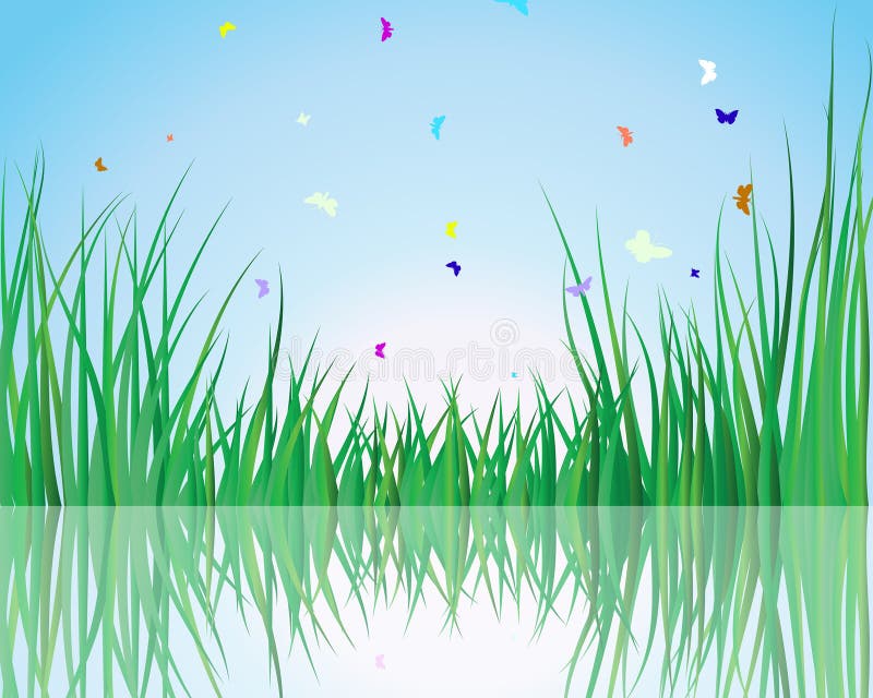 Grass on water vector illustration