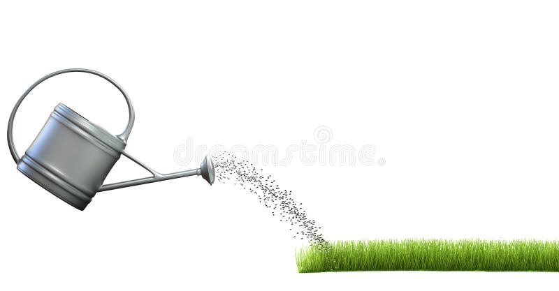 Grass and watering can