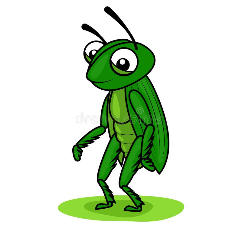 Standing Grasshopper Cartoon Character Stock Vector - Illustration of  mascot, cute: 70719572