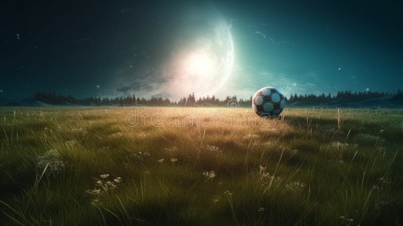 Grassland In Space With Ball Passing And Dramatic Lighting royalty free illustration