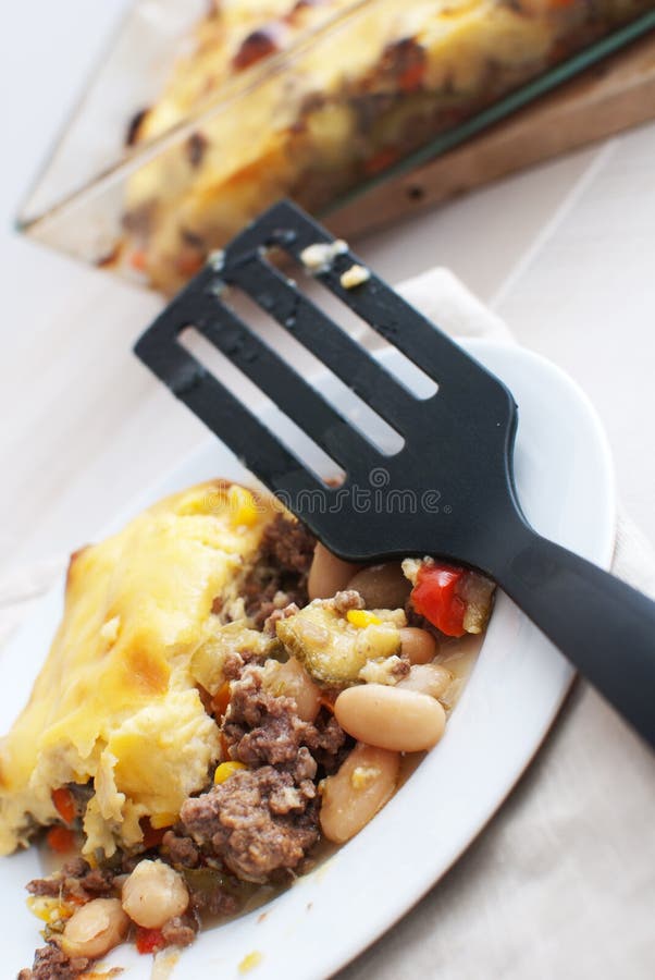 Gratin with ground beef stock image. Image of cooked 25840617