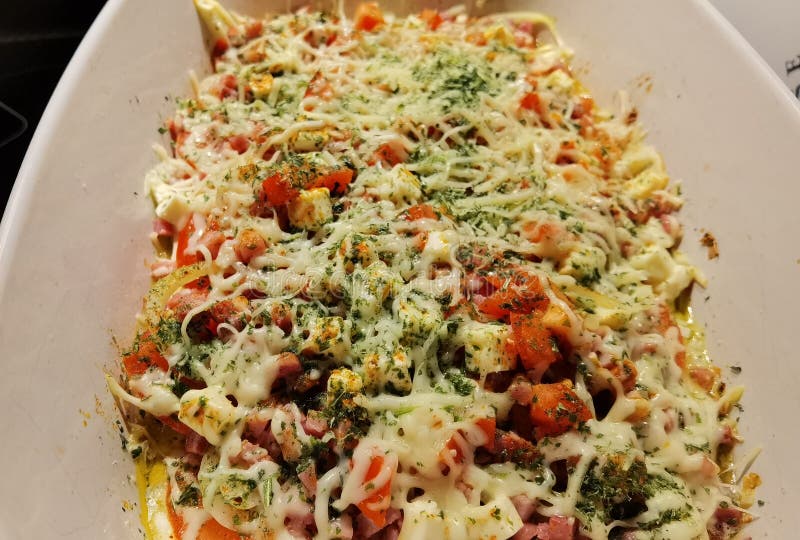 Gratinated Shepherd S Cheese with Garlic, Onions and Tomatoes Stock