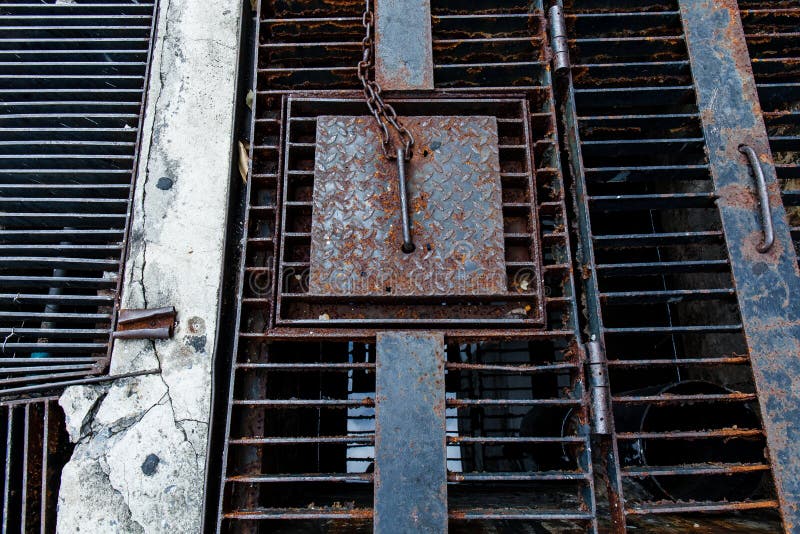 Grating steel stock image. Image of dirty, rough, door 96613245