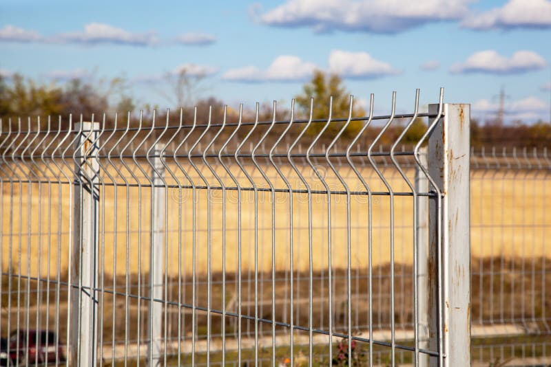 Grating Wire Industrial Fence Panels, Pvc Metal Fence Stock Image