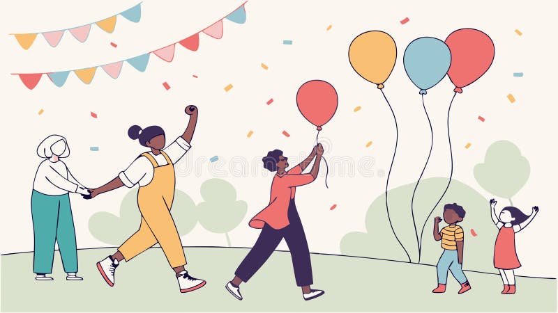 Grattis Barn som firar med Balloons Party Vector Art-vektordesign Generative AI royaltyfri illustrationer
