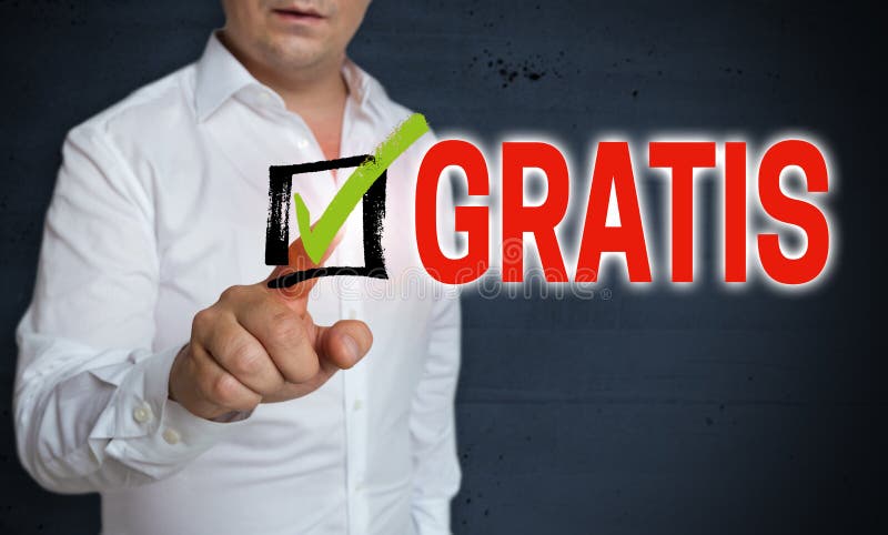Gratuitement en allemand gratuitement l'écran tactile est actionné par l'homme photo libre de droits Gratuitement en allemand gratuitement l'écran tactile est actionné par l'homme photo libre de droits