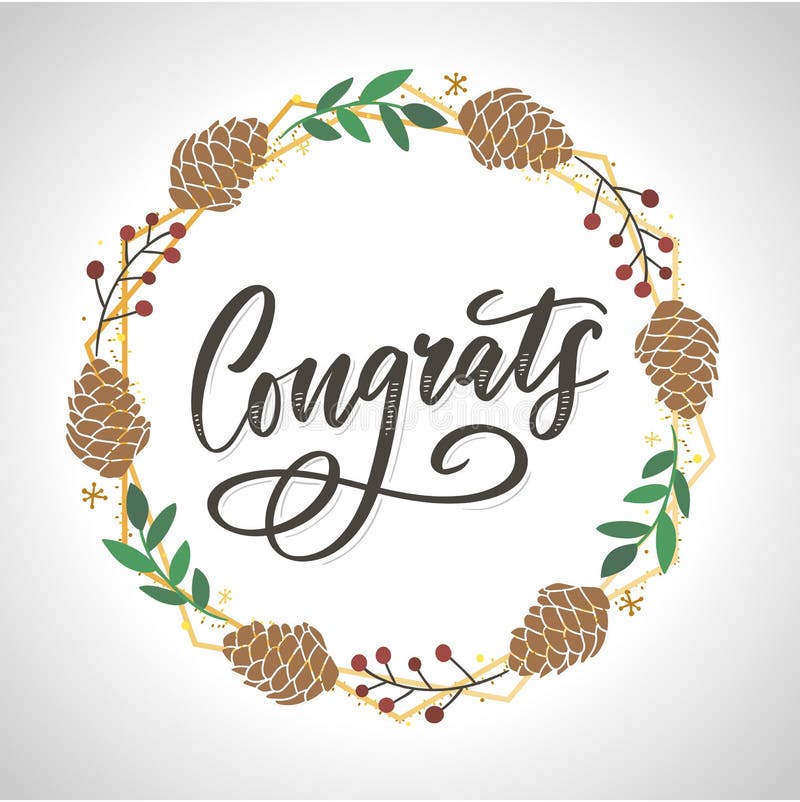 Gratulerar till att kortet skriver calligraphy text-pensel royaltyfri illustrationer