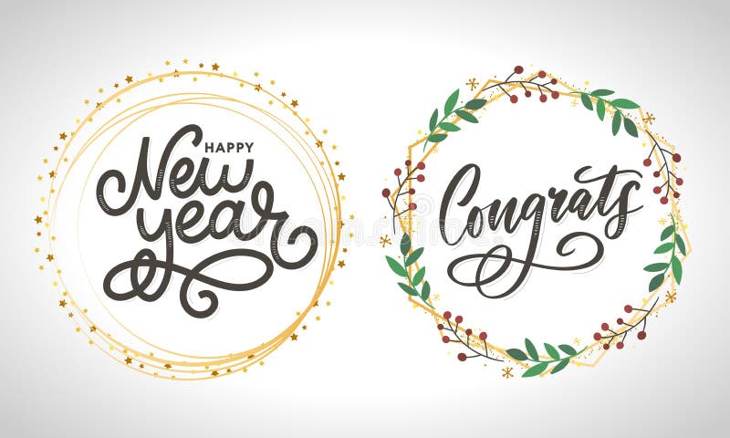 Gratulerar till att kortet skriver calligraphy text-pensel vektor illustrationer