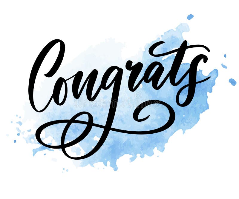Gratulerar till att kortet skriver calligraphy text-pensel stock illustrationer