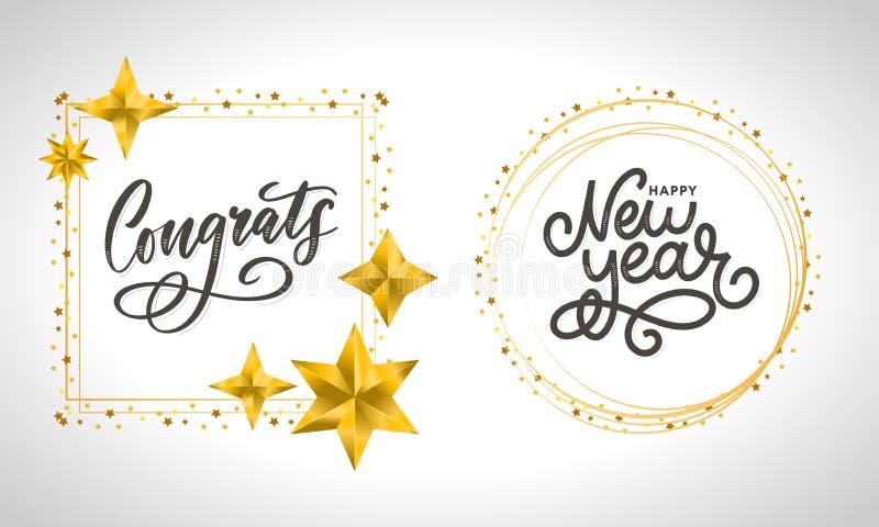 Gratulerar till att kortet skriver calligraphy text-pensel vektor illustrationer