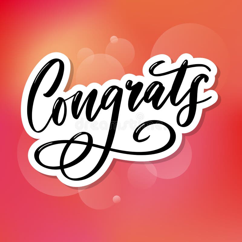 Gratulerar till att kortet skriver calligraphy text-pensel royaltyfri illustrationer