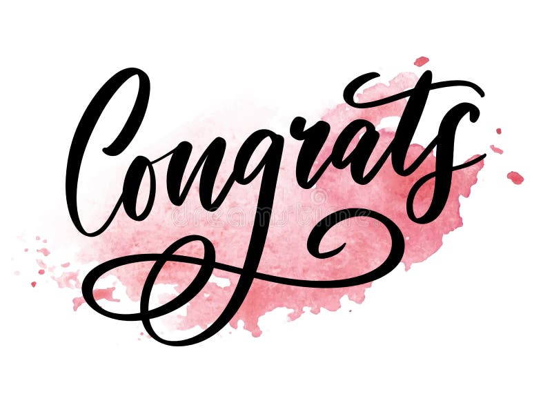 Gratulerar till gratulationskortet som skriver kalligrafietextpensel royaltyfri illustrationer