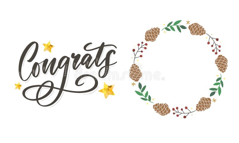 Gratulerar till gratulationskortet som skriver kalligrafietextpensel stock illustrationer