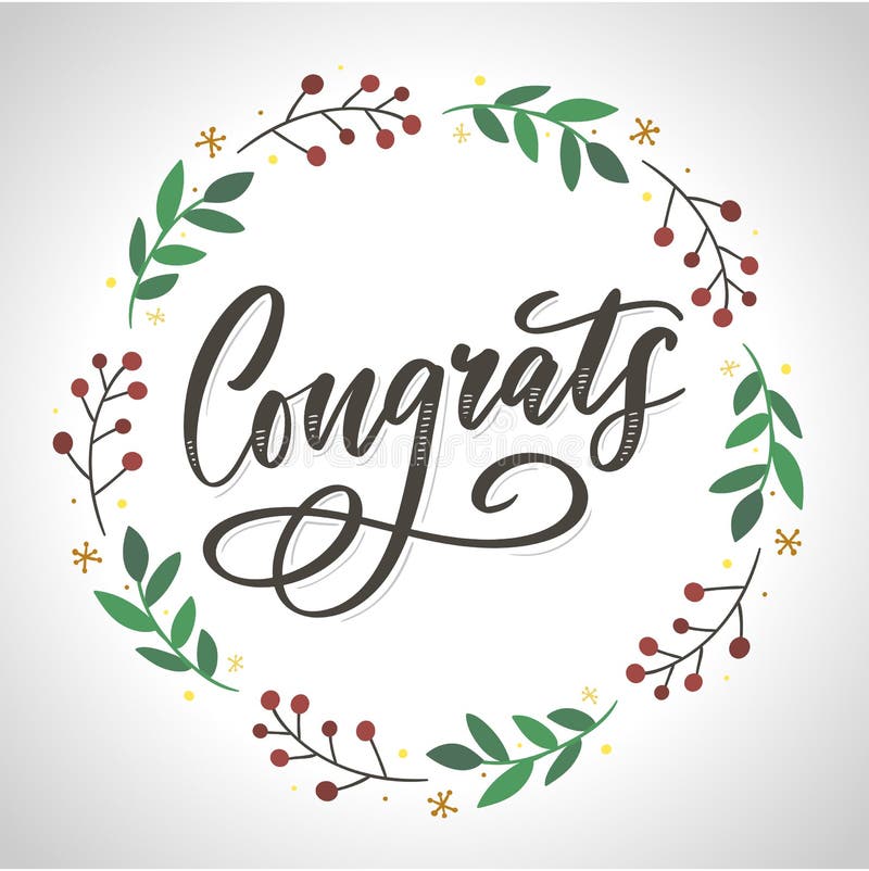 Gratulerar till gratulationskortet som skriver kalligrafietextpensel stock illustrationer