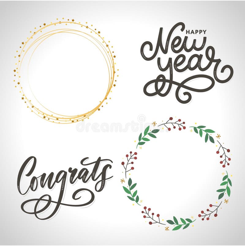 Gratulerar till gratulationskortet som skriver kalligrafietextpensel stock illustrationer
