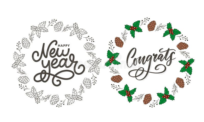 Gratulerar till gratulationskortet som skriver kalligrafietextpensel stock illustrationer