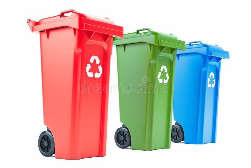 Gratów śmietniki odizolowywający na białym tle ?wiadczenia 3 d ilustracji Gratów śmietniki odizolowywający na białym tle ?wiadczenia 3 d ilustracji