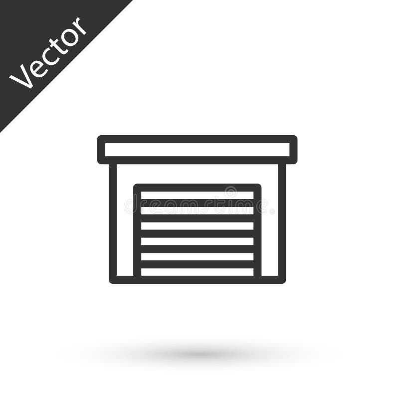 Graue Linie Garagenikone isoliert auf weißem Hintergrund. Vektor lizenzfreie abbildung