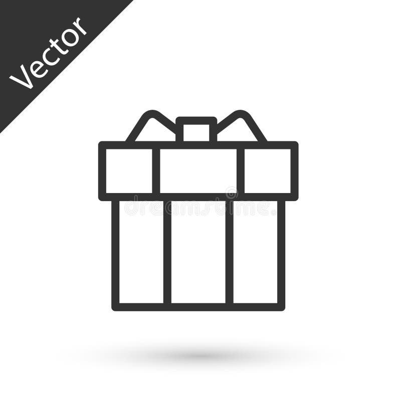 Graue Linie Geschenk-Box-Symbol isoliert auf weißem Hintergrund. Vektor stock abbildung
