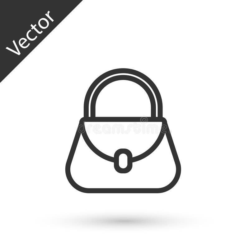 Graue Linie Handtaschenikone isoliert auf weißem Hintergrund. weibliche Handtaschenzeichen. zufälliges Gepäcksymbol des Glamours. stock abbildung