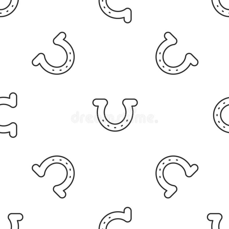 Graue Linie Horseshoe Symbol isoliert nahtloses Muster auf weißem Hintergrund. lizenzfreie abbildung