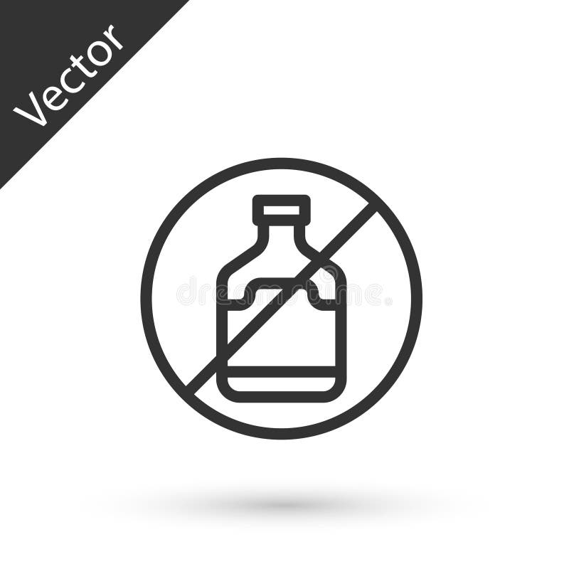 Graue Linie kein Alkohol-Symbol auf weißem Hintergrund isoliert. Verbot von Alkoholgetränken. verbotenes Symbol mit Bierflasche lizenzfreie abbildung