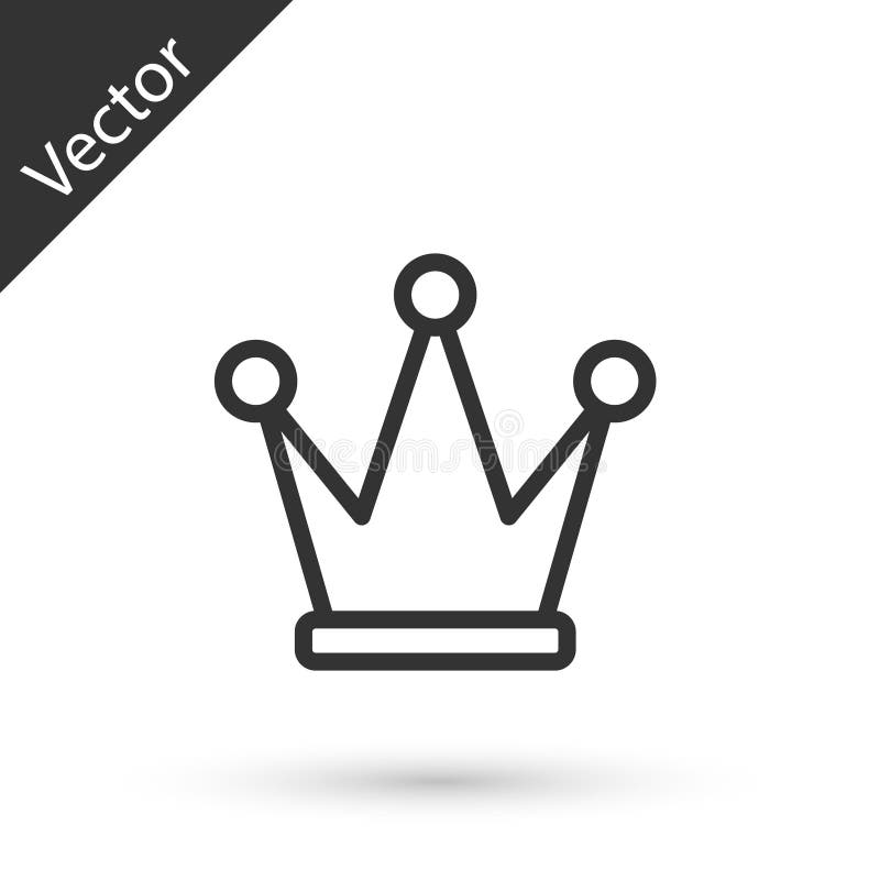Graue Linie Krone Symbol isoliert auf weißem Hintergrund. Vektor stock abbildung