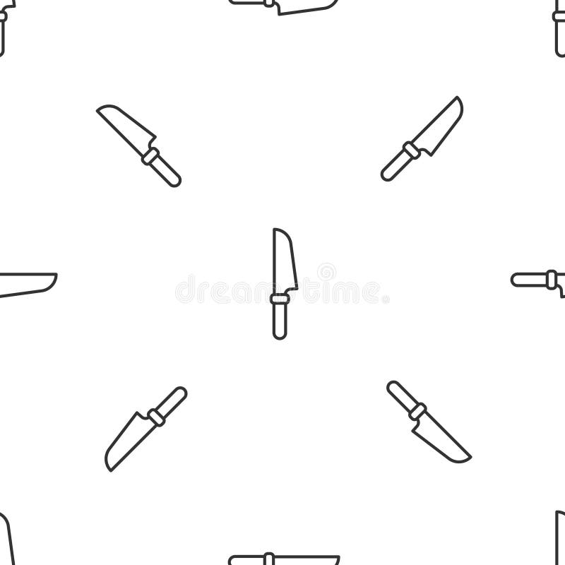 Graue Linie Messer Symbol isoliert nahtlos Muster auf weißem Hintergrund. Füllsymbol. Vector vektor abbildung