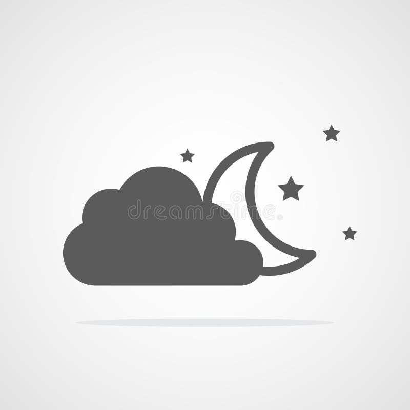 Graue Wetterikone Auch im corel abgehobenen Betrag. Der Mond und die Sterne hinter einer Wolke Auch im corel abgehobenen Betrag Graue Wetterikone