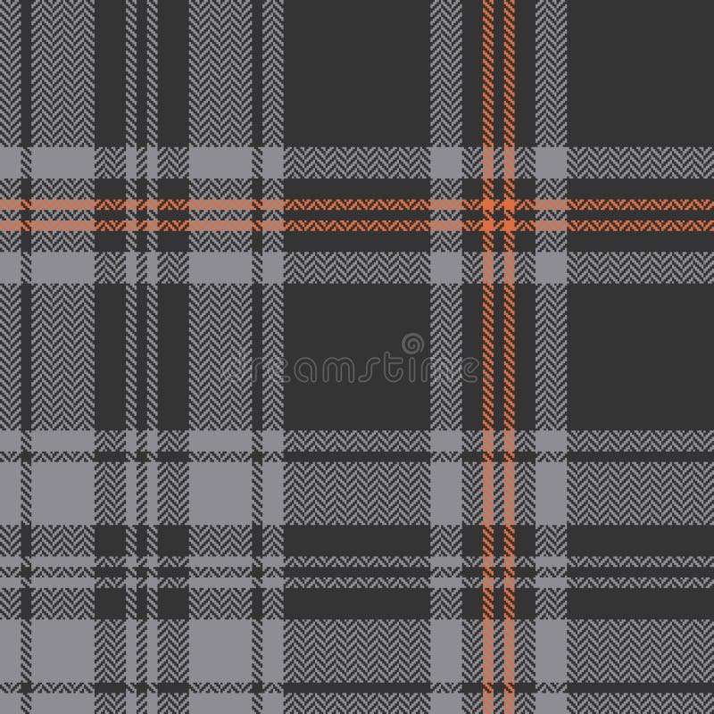 Grey orange plaid pattern vector. Herringbone seamless textured check plaid for flannel shirt, skirt, duvet cover, tablecloth, or other modern autumn winter textile print. Simple design. Grey orange plaid pattern vector. Herringbone seamless textured check plaid for flannel shirt, skirt, duvet cover, tablecloth, or other modern autumn winter textile print. Simple design