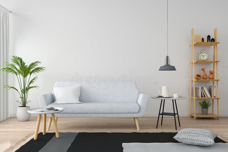 Graues Sofa Und Einfache Winterdekorationen Stockbild - Bild von grau