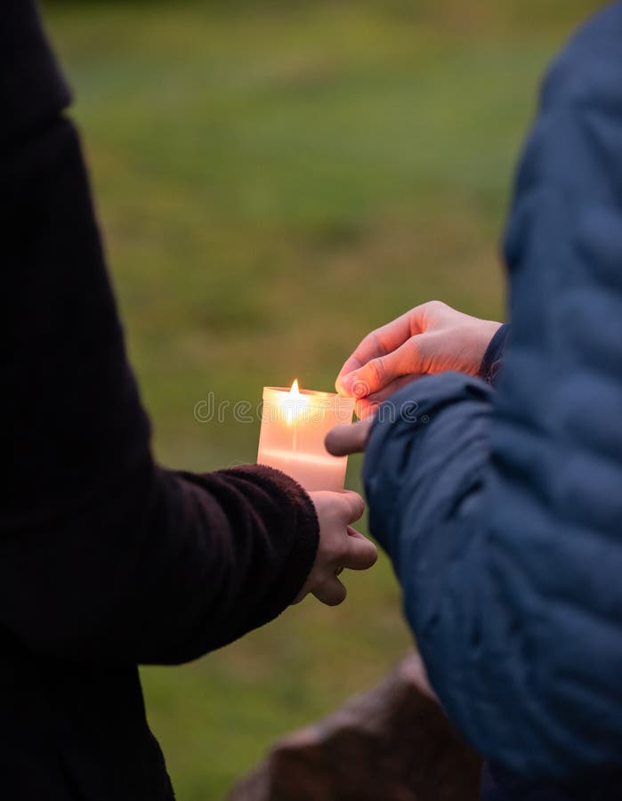 Candle Being Lit With Match Stock Image Image of comfort, candles