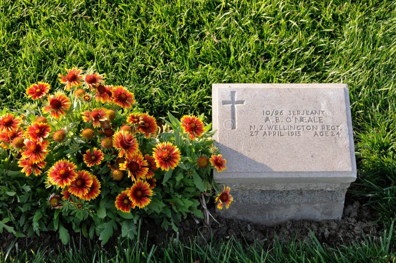 Hrob z Nového Zélandu Voják zabil na třetí den Gallipoli nebo Dardanely Kampaň na 27.