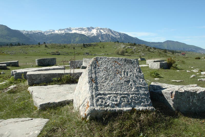 Gravestones on tableland Dugo Polje in Bosnia