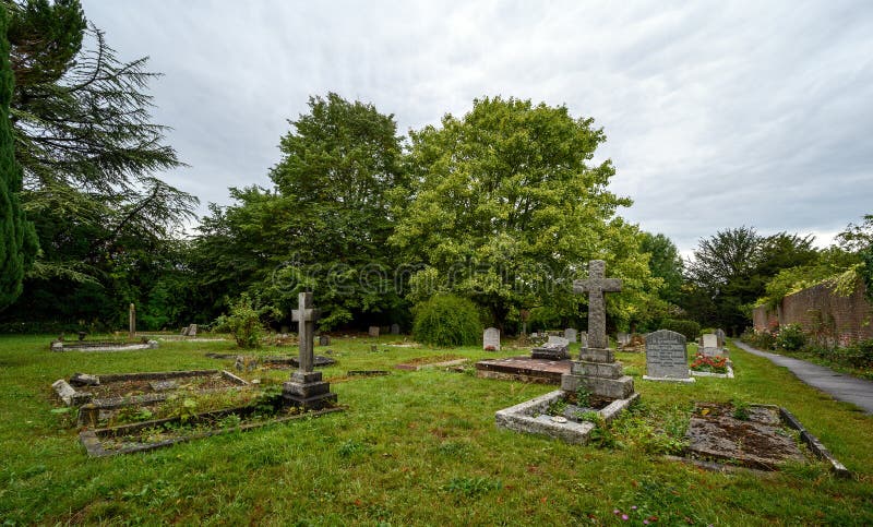 The graveyard of St Bartholomew`s Church in Otford, Kent, UK