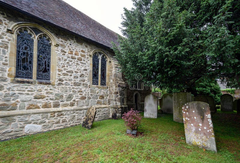 The graveyard of St Bartholomew`s Church in Otford, Kent, UK